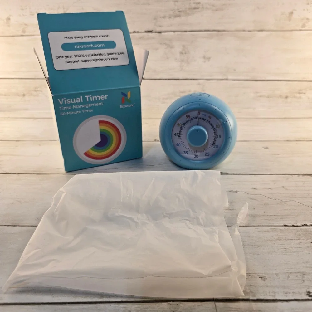 NEW Nixroork Visual Timer Time Management 60-Minute Countdown Blue Nix-VT35